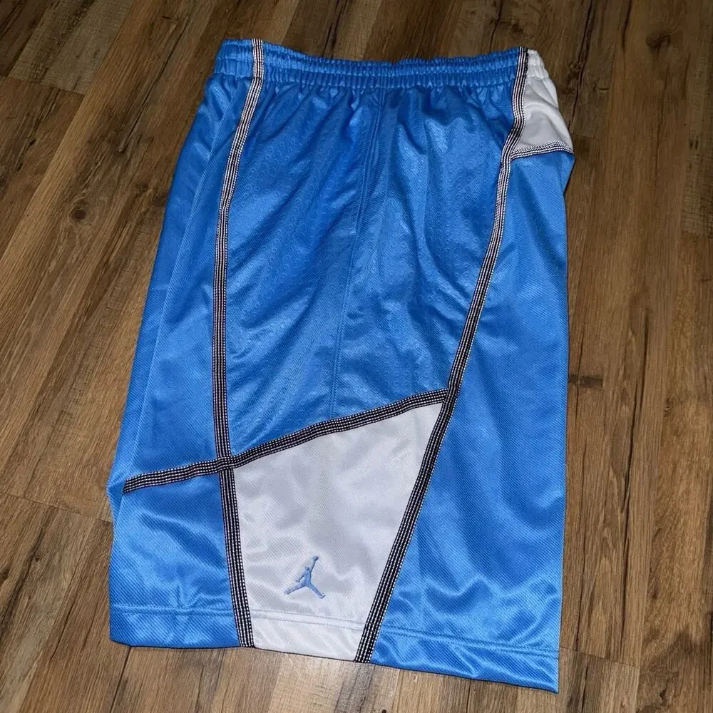 2007 Air Jordan UNC Blue Silky Dazzle Shiny Basketball Y2K 243740-412 Shorts
